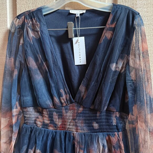 Baltic Born Layla Tulle Maxi Dress - Dark Blue Floral - L - NWT - Picture 4 of 6